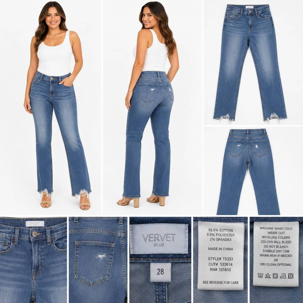 Vervet Blue Jeans Size 28 Raw Hem Skinny Stretch Denim